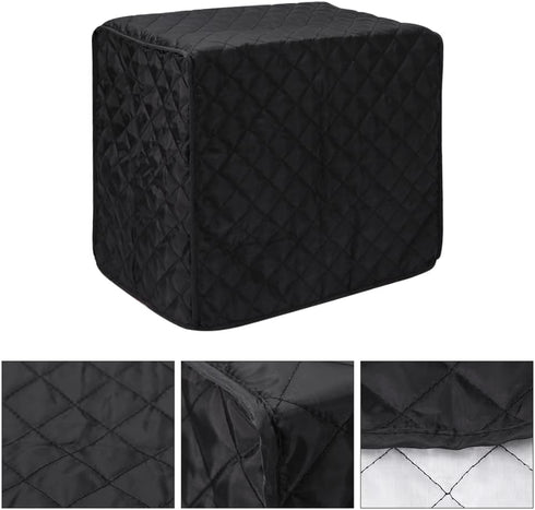Black Bread Maker Cover - 17x11x15 Inches Clip Cotton Polyester Quilted Toaster Oven Dust Cover for Kitchen Small