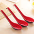 2 Pack Red and Black 6.5-Inch Asian Soup Spoon with Hook Fuji Chinese Japanese Korean Style for Melamine Won Ton Rice
