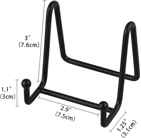 Iron Easel Stand Plate Holder Display Stand for Pictures, Photo, Decorative Plate, Dish, Tabletop Art - 3 Inch - Black
