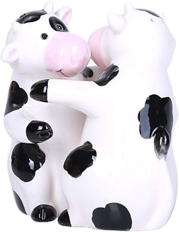 Pacific Giftware Magnetic Ceramic Hugging Cows Salt and Pepper Shakers Set