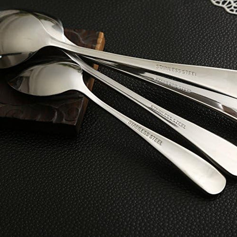 HornTide 6-Piece Soup Spoon Set, Stainless Steel Bouillon Flatware, 6.5-Inch
