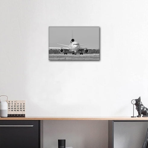 Black and White Room Wall Art - Aircraft Painting Airplane on The Runway, 12"Wx18"H Framed Canvas Prints