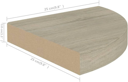 Set 2 9.8x9.8x1.5 vidaXL Corner Shelf of Oak Honeycomb MDF, Metal