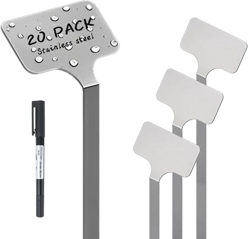 Stainless Steel Plant Labels, Metal Waterproof Plant Markers,Height 12.75 in, Label Area
