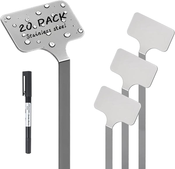Stainless Steel Plant Labels, Metal Waterproof Plant Markers,Height 12.75 in, Label Area