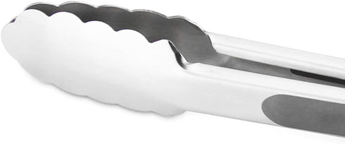 304 Stainless Steel Kitchen Cooking Tongs Set of 2, 9" and 12" Grilling Barbeque Locking Food Tongs, Grey