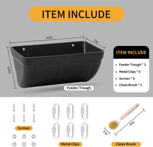 CENCODE 5 3pack Hanging Chicken Feeder Trough and Goat Feeder, Sheep Deer Poultry Dogs Deers Gooses Duck Fence, Quart