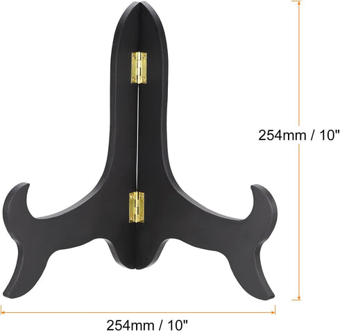 uxcell 10" Easel Plate Holder, Wooden Folding Display Stand Black for Decorative Picture Frame