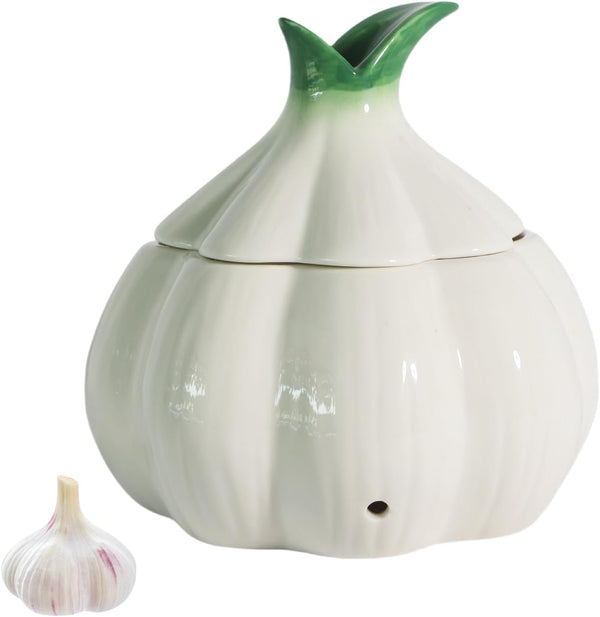 TOIVO Garlic Keeper for Counterwith Lid and Holes GarlicSaver,Garlic Holder Storage Container toKeep