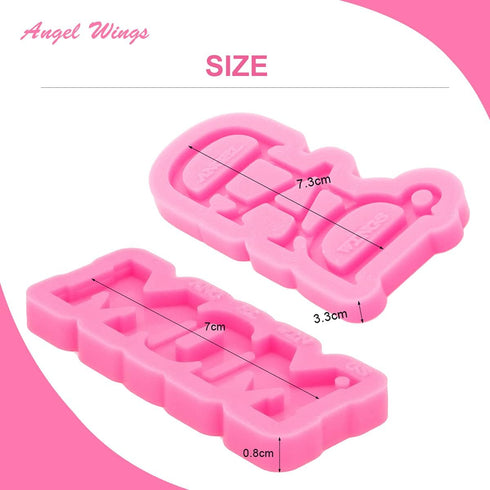 2 Pcs Mom and Dad Words Keychain Silicone Mold Set for DIY Mother's Day/Father's Day Gifts, Baking Cake Topper Decor