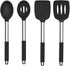 TeamFar Kitchen Utensils, 4 Pcs Silicone Cooking Spatula Spoon Set with Stainless Steel Handle, Non-stick & Dishwasher