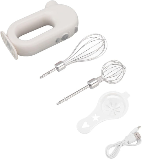 Wynboop Electric Hand Mixer, Mini Household Cordless Frother, Automatic Eggbeater, Double Stick Beer Foam Maker, White,