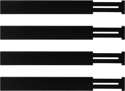 Utoplike 4 pcs Bamboo Kitchen Drawer Dividers - Adjustable Black Drawer Organizers for Kitchen, Bathroom, Bedroom, Desk