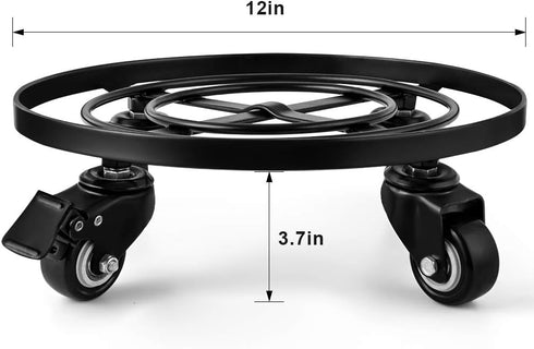 12" AMAGABELI GARDEN & HOME Metal Plant Caddy Heavy Duty Plant Stand with Wheels Wrought Iron Potted Brake Flower Pot