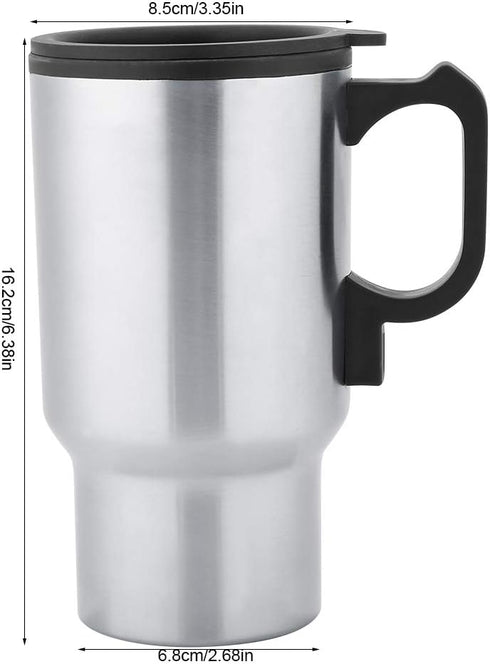 Stainless Steel Heating Cup, 12V 450mL Electric Car Heating Coffee Milk Cup, Compact Electric Car Lighter Kettle Boiler