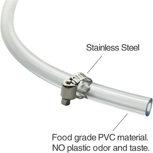 Draft Beer Line with Hexnut - Vinyl Hose ID 3/16 inch OD 7/16 inch Length 5ft with Hexnut Assembly
