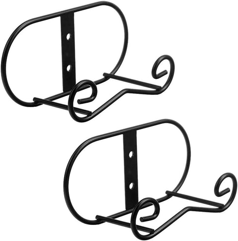 LIONWEI LIONWELI Wall Mount Plate Display Stands, 2 Pack Black Iron Easel Holders for Plates & Frames