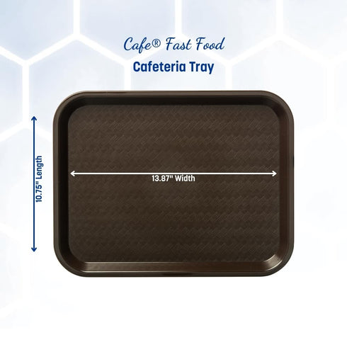 Carlisle FoodService Products Cafe Food Tray, 10 x 14 Inches, Chocolate, Plastic Cafeteria Tray