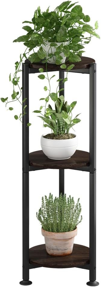 Plant Stand Indoor Outdoor 2 Tier Tall Metal Corner Storage Tiered Plant