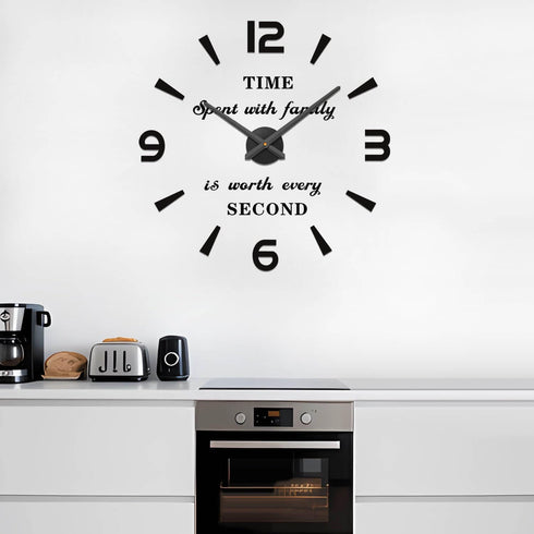 VANGOLD Oversized Wall Clock, Decorative Wall Clocks for Living Room Decor, Battery Operated, Black