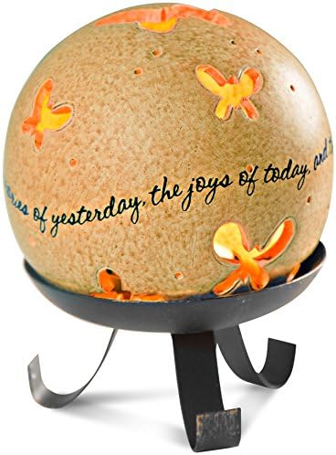Pavilion Comfort Candles - Grandmother - Butterfly Pierced Round, 5-1/2-Inch, Includes Tea Light Candle and Stand