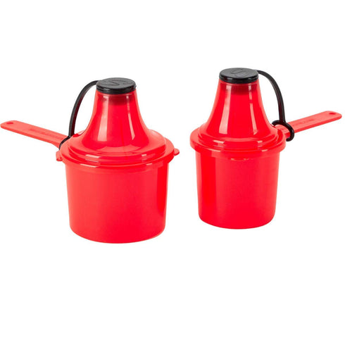 The Scoopie Supplement Container - Long Handle Scoop and Funnel System for Post Workout Protein, 2 Pack, RED