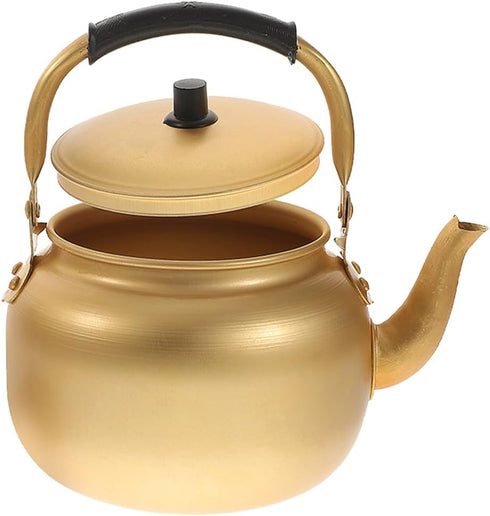 Vintage Aluminum Kettle, Large Induction Teakettle with Handle Design for Water Heating, Metal Tea Kettle