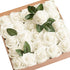 Ling's Moment 25Pcs Ivory Roses Decor with Stems, 3" Real Touch Foam Floral for Wedding Bouquets, Centerpieces