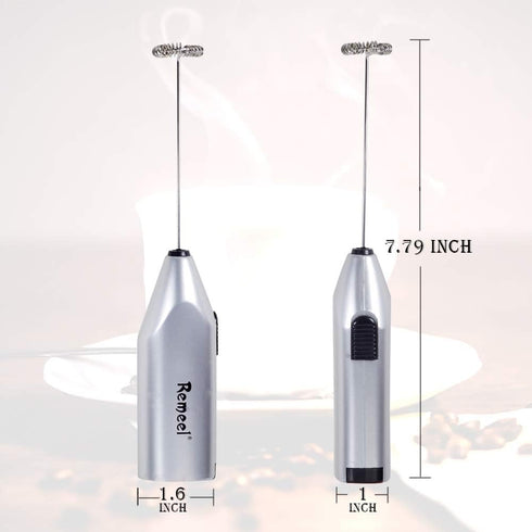 Handheld Milk Frother with Stainless Steel Whisk, Portable Foam Maker for Morning Coffee, Latte, Cappuccino (Silver)