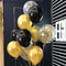 Gold Black Latex Balloons Mix with Clear Confetti Balloons for Party Decorations - 12" (Pack of 40)