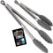 GORILLA GRIP Stainless Steel Heat Resistant Kitchen Tongs - 9 + 12 Inch Set of 2 BBQ Tong with Non Scratch Silicone Tip