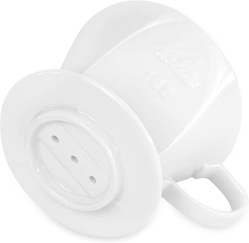 Pour Over Ceramic Coffee Dripper with 3 Holes Flat Bottom, Porcelain Slow Filter Cone for Home, Travel, Camping