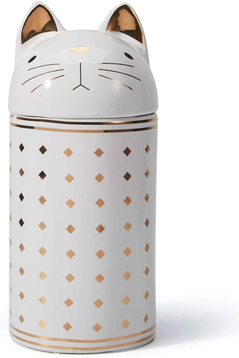 HAUCOZE Cat Cookie Jar Decorative Candy Jar with Lid, Modern Ceramic 8.1inch