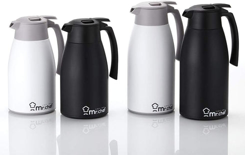 SINCE 1997 MR.CHEF 51Oz Thermal Coffee Carafe, Insulated Stainless Steel for Keeping Hot, White