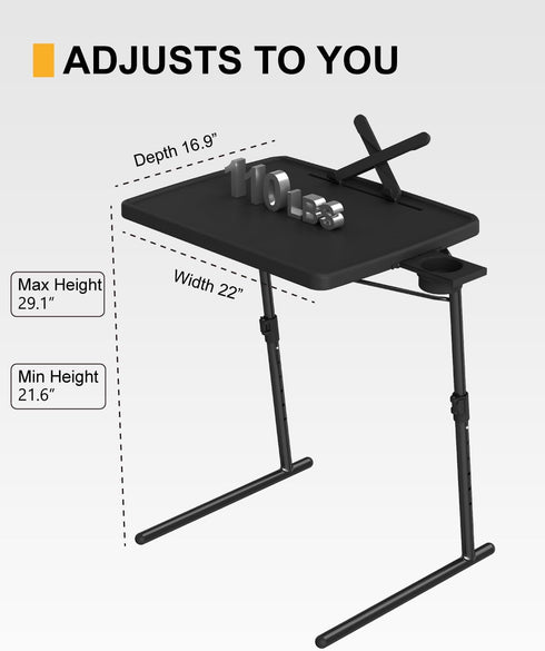 22 16.9 inch 6 3 Max Adjustable TV Tray Table with Cup Holder - x TV Dinner Tray on Bed & Sofa, Large Size Comfortable