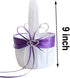 2PCS Purple Flower Girl Basket - Double Heart Rhinestone Elegant for Wedding Ceremony Party Favor