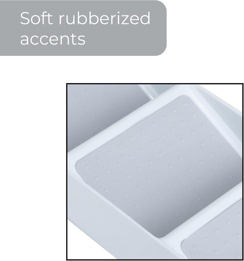 Smart Design 3 Section Plastic Spice Rack Drawer, Non-Slip Lining and Feet, BPA Free, Seasoning Jars, Makeup Storage,