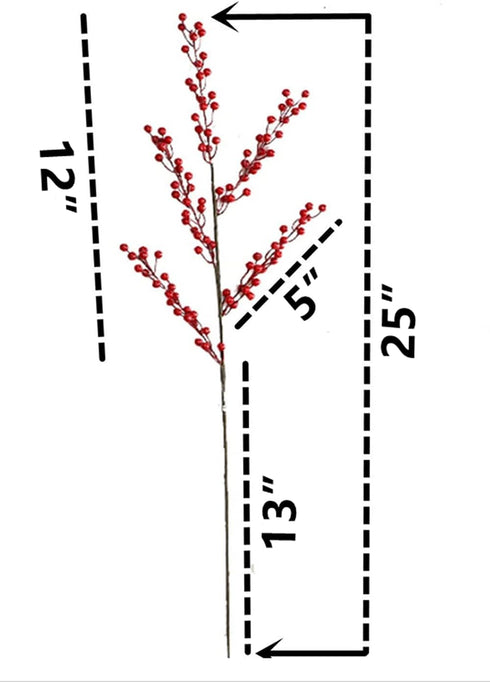 DODXIAOBEUL 25 Inch Decoration,4 Pack Artificial Red Berry Stems Branches,Faux Berries Fake Flower for Christmas Year