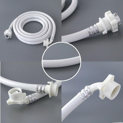6.6FT 2-Meter Washing Machine Water Supply Pipe Extension, Fully Automatic Drum Inlet Hose with Steel Head