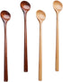 BESTOYARD 4pcs Wooden Mixing Spoons, Long Handle Honey Wooden Spoons for Eating, Non-Stick