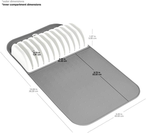Madesmart Premium Antimicrobial Classic Large Knife Mat, Soft-Grip Non-Slip Drawer Organizer, EPA Certified, White