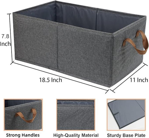 Pack of 3 Large Capacity Storage Bins, Sturdy Foldable Storage Boxes for Organizing Clothing, Sheets, Toys, Books -