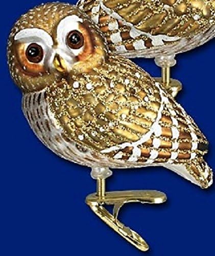 Old World Christmas Clip-on Pygmy Owl Bird Blown Glass Ornament 18067, Free Box Included