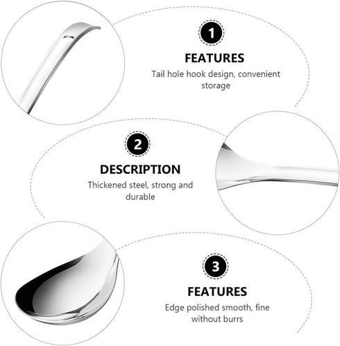 Cabilock Stainless Steel Rice Paddle, Rice Cooker Spoon, Soup Ladle, Oil Skimmer Spoon for Cooking
