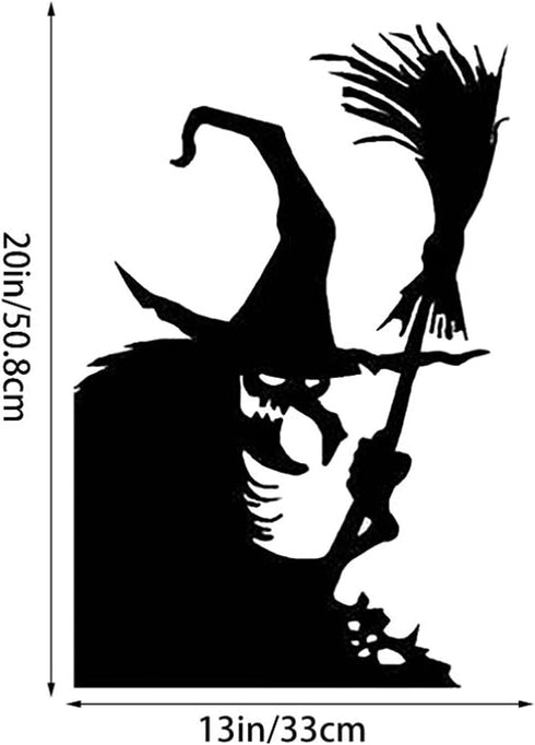 Giant Halloween Witch Window Posters & Clings, Spooky Cemetery Wall Decals for Indoor Outdoor Party Decor