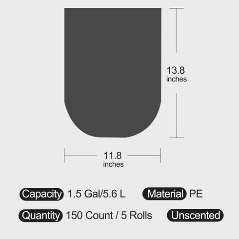 cans,1.5 GAL/5.6 3 1 (150 Count 5 Mini Trash Bags for Tiny Desktop Trash L Strong Garbage Bag for Small Sized Waste