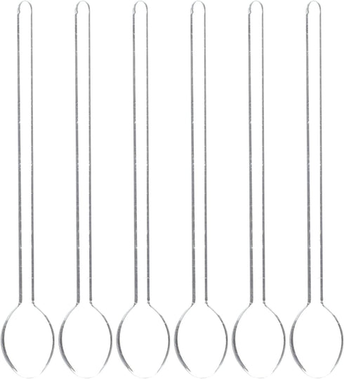 STOBAZA 6Pcs Glass Coffee & Espresso Spoons - 5.58 Inch Stirring Teaspoons for Home Bar, Clear