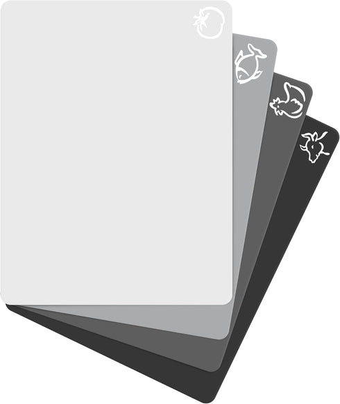 Extra Thick Flexible Cutting Mat Set, 4 Mats with Food Icons & "EZ-Grip" Back for Kitchen Use