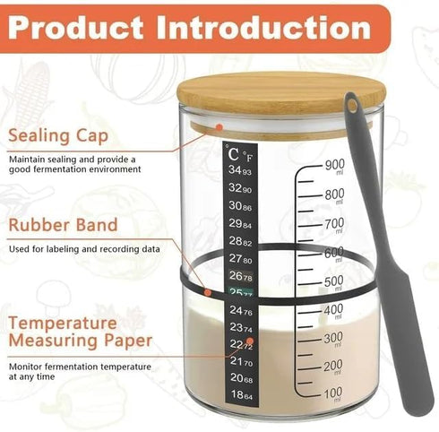 Pro Sourdough Bread Starter Kit - 34 oz Jar with 5 Unique Features for Perfect Sourdough Bread & Starter Kit
