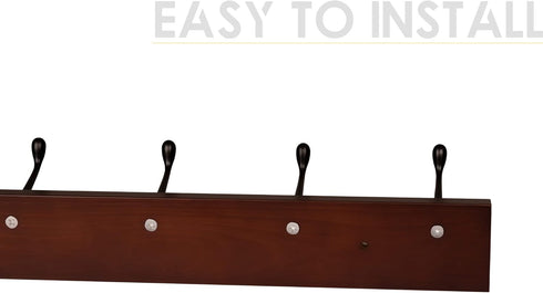 Wall Mount Coat Rack, Coat Hooks, 2 Pack Walnut Wall Hat Hanger